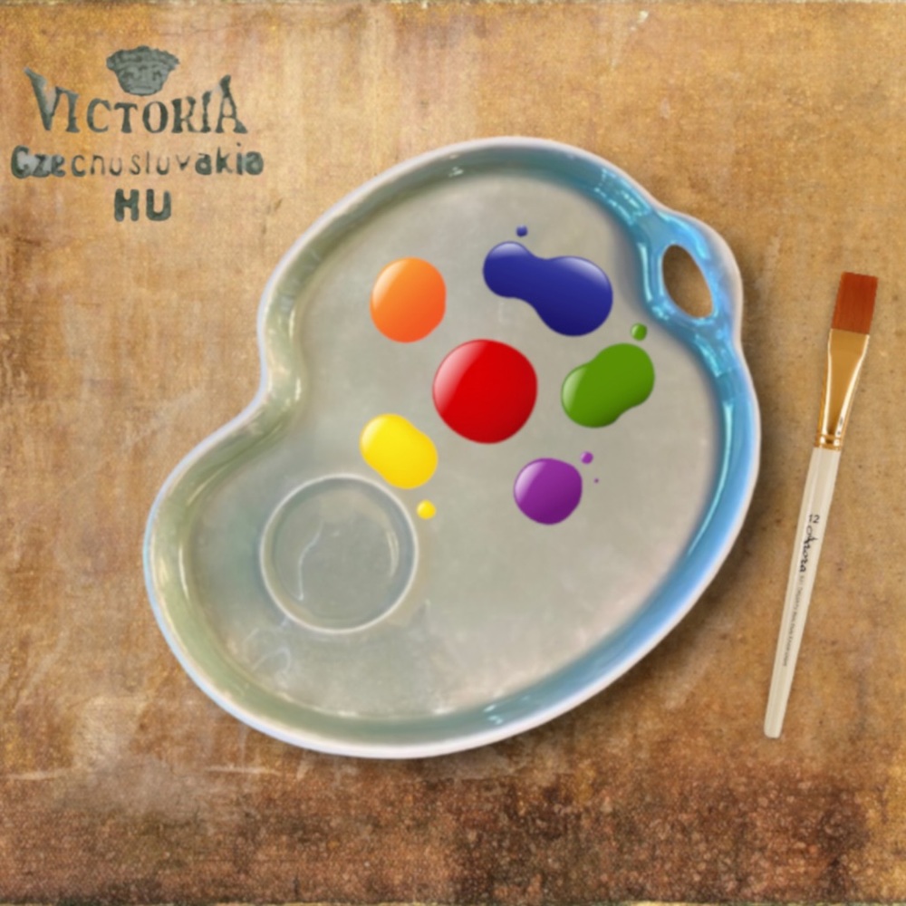 Vintage Victoria Czechoslovakia Iridescent Lusterware Artist Palette